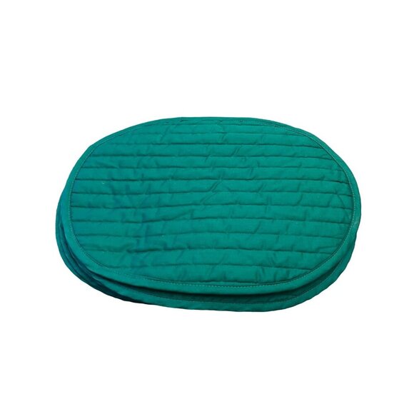 Teal Quilted Oval Table Placemat 18" x 13"  Cotton & Polyester Reversible Dining - Picture 1 of 6